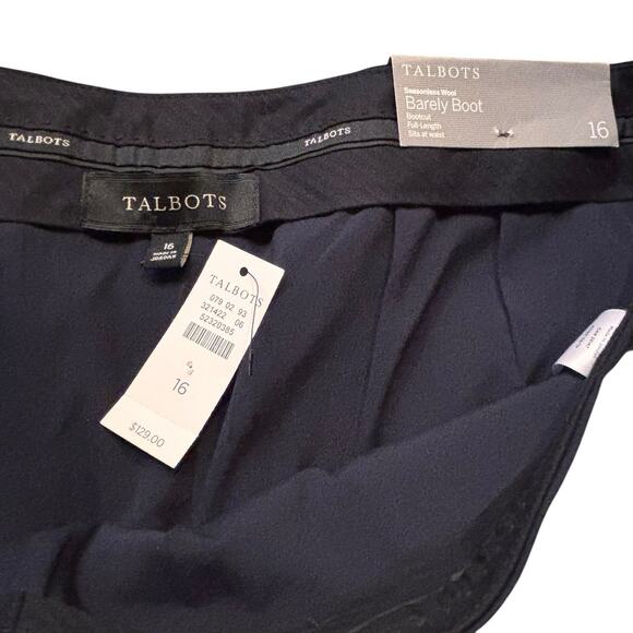 Talbots Barely Boot Lightweight Wool Dress Pants High Rise Navy Blue Stretch 16 - Picture 4 of 6